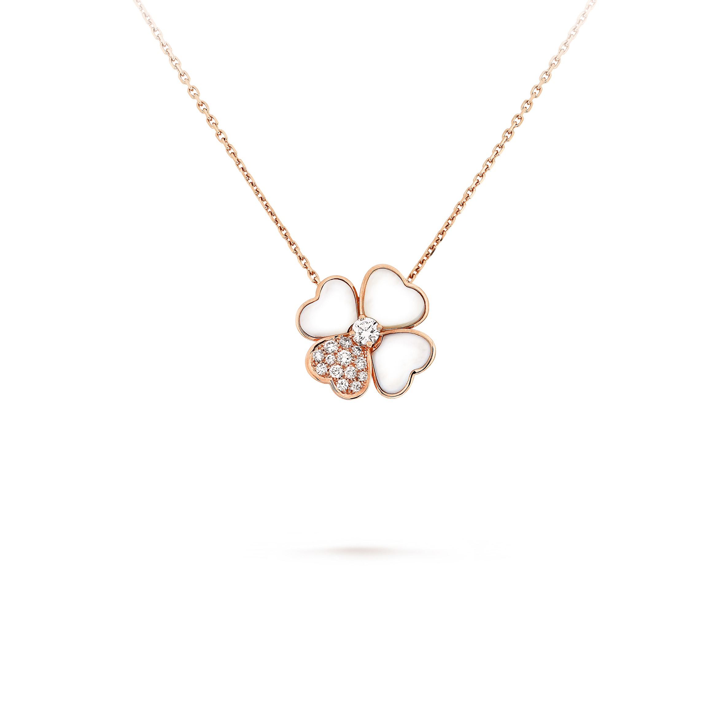 VAN CLEEF ARPELS COSMOS CLIP PENDANT, MEDIUM MODEL - ROSE GOLD, DIAMOND, MOTHER-OF-PEARL  VCARO5BV00